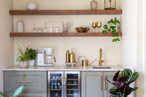 How to Decorate Kitchen Butcher Block Floating Shelves